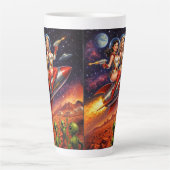 Rocket Girls vs. the Martian Menace Retro Sci-Fi Milchtasse (Vorderseite)