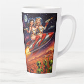 Rocket Girls vs. the Martian Menace Retro Sci-Fi Milchtasse (Rechts)