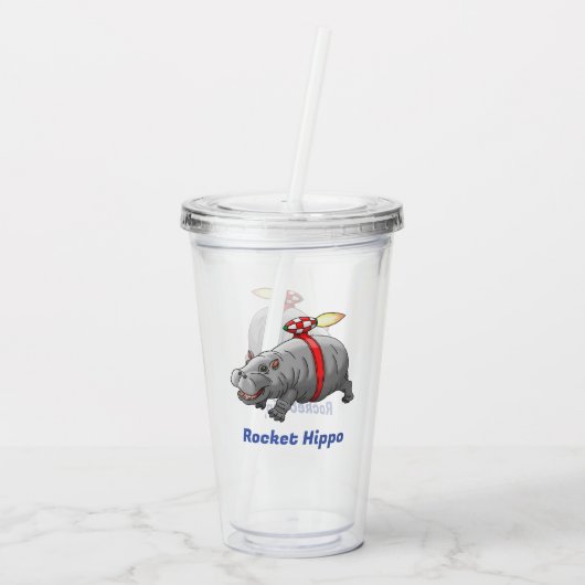 Rocket Hippo Acryltrinkbecher (Rückseite)
