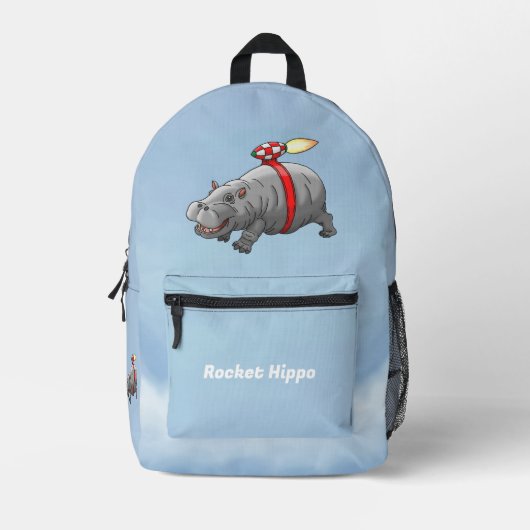 Rocket Hippo Bedruckter Rucksack (Vorderseite)