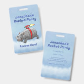 Rocket Hippo Birthday Ausweis (Vorder- & Rückseite)