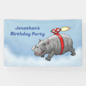 Rocket Hippo Birthday Banner (Horizontal)