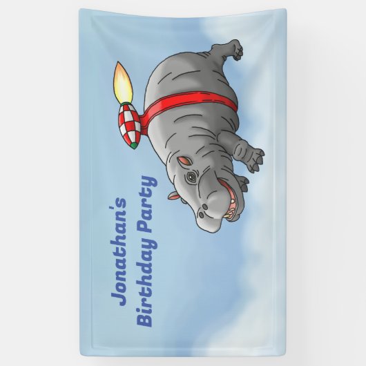 Rocket Hippo Birthday Banner (Vertikal)