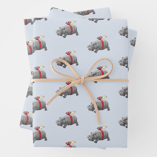 Rocket Hippo Birthday Geschenkpapier Set (Beispiel)
