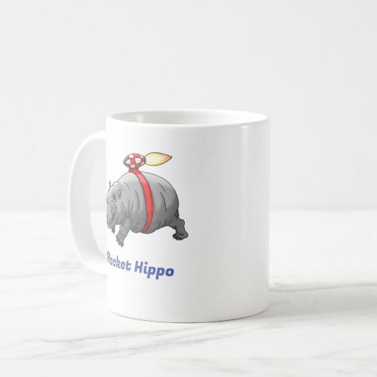 Rocket Hippo Birthday Kaffeetasse (Vorderseite Links)