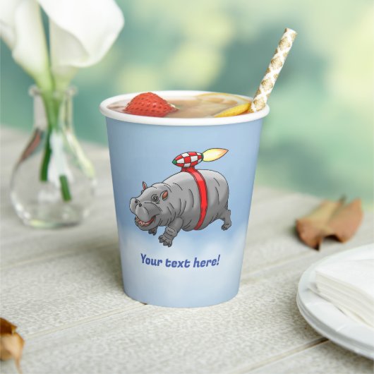 Rocket Hippo Birthday Pappbecher (In Situ)