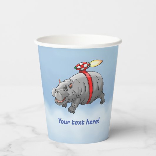 Rocket Hippo Birthday Pappbecher (Rückseite)