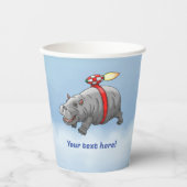 Rocket Hippo Birthday Pappbecher (Vorderseite)