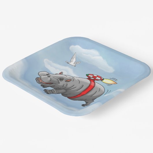 Rocket Hippo Birthday Pappteller (Gewinkelt)