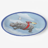 Rocket Hippo Birthday Pappteller (Schrägansicht)