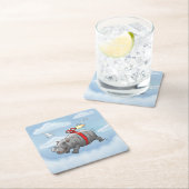 Rocket Hippo Birthday Rechteckiger Pappuntersetzer (Vor Ort)