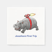Rocket Hippo Birthday Serviette (Vorderseite)