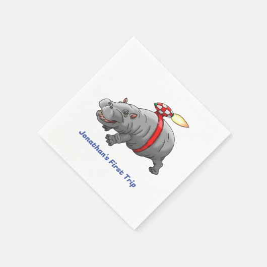 Rocket Hippo Birthday Serviette (Ecke)