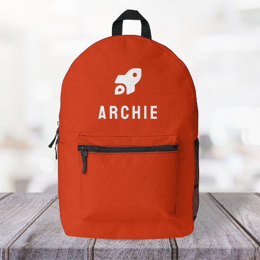 Rocket Icon Motif Minimal Red Bedruckter Rucksack