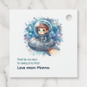 Rocket Kleinkind Space Thema Geburtstagsparty Geschenkanhänger (Rückseite)