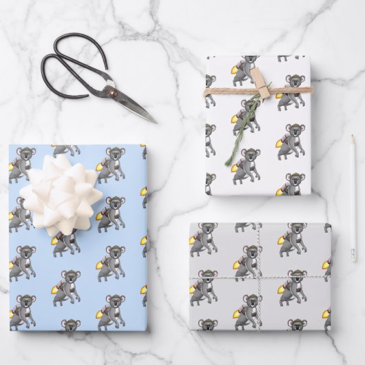 Rocket Koala Bear Geschenkpapier Set (Vorderseite)