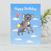 Rocket Koala Geburtstag Karte (Stehend Vorderseite)