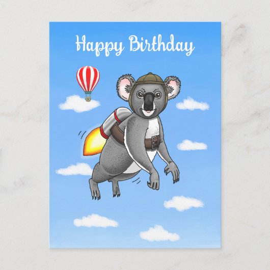 Rocket-Koalas Geburtstag Postkarte (Vorderseite)