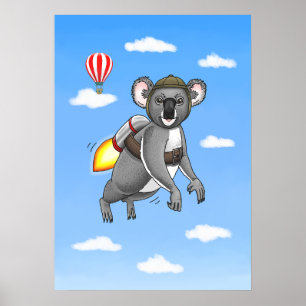 Rocket Koalas Jetpack-Fahrt Poster