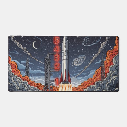Rocket Launch Countdown - Space Race Drama Scene Schreibtischunterlage (Vorderseite)