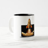 Rocket Launch Laptop Startup Entrepreneur Online B Zweifarbige Tasse (Vorderseite Links)