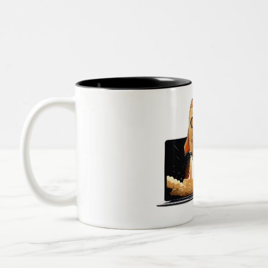 Rocket Launch Laptop Startup Entrepreneur Online B Zweifarbige Tasse (Links)