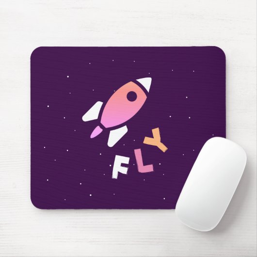 Rocket - Lila & rosa Abstrakter Pop Art. FLY! Mousepad (Mit Mouse)