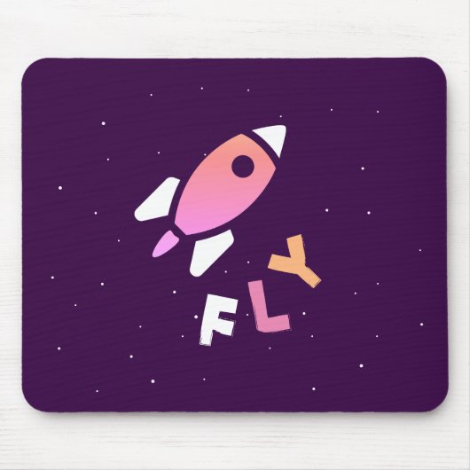 Rocket - Lila & rosa Abstrakter Pop Art. FLY! Mousepad (Vorne)
