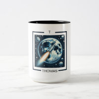 Rocket Moon Space Monogramm Zwei-Tone-Kaffeekocher