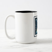 Rocket Moon Space Monogramm Zwei-Tone-Kaffeekocher Zweifarbige Tasse (Links)