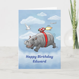 Rocket Nilpferd Geburtstag Karte