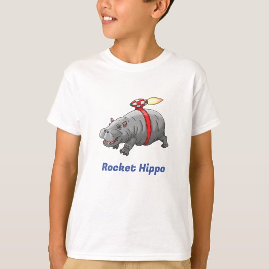 Rocket Nilpferd Geburtstag T-Shirt (Vorderseite)