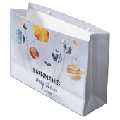 Rocket Outer Space Boy Baby ShowParty Große Geschenktüte (Vorderseite Schrägansicht)