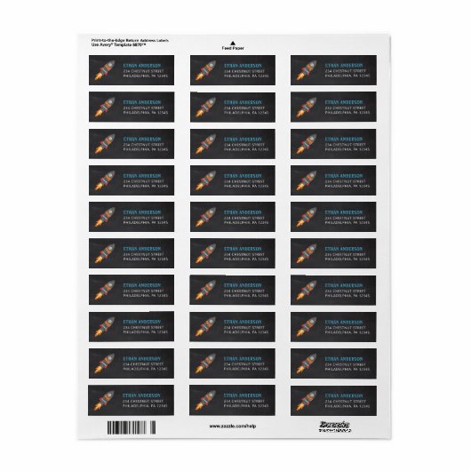 Rocket Outer Space Return Address Labels (Vorne)