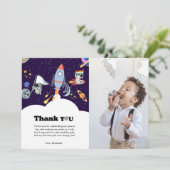 Rocket Planet Galaxy Geburtstag Dankeschön Karte (Stehend Vorderseite)