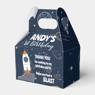 Rocket & Planet Weltraum Geburtstagsparty Geschenkschachtel
