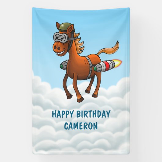 Rocket Pony Geburtstag Banner (Vertikal)