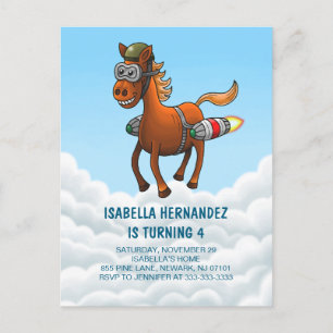 Rocket Ponys Geburtstag Einladungspostkarte