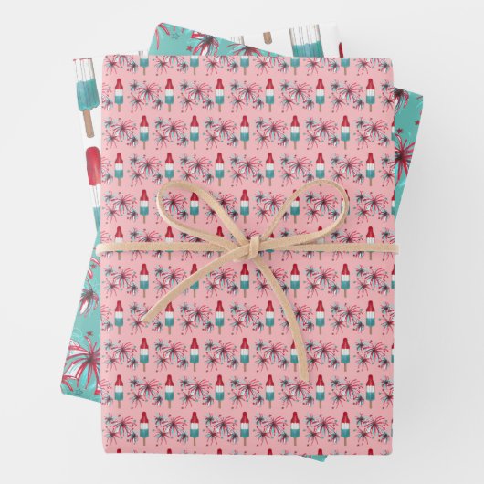 Rocket Pop Popsiary Fireworks 4. Juli Patriotic Geschenkpapier Set (Beispiel)