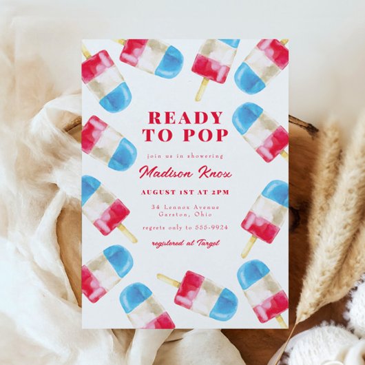 Rocket Pop Summer Patriotic Popsicle Baby Showroom Einladung