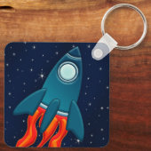 Rocket Postcard Bevorzugungstags Schlüsselanhänger (Rückseite)