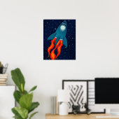 Rocket Postcard Favor Tags Poster (Heimbüro)
