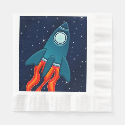 Rocket Postcard Favor Tags Serviette (Vorderseite)