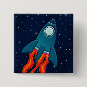 Rocket Postkarte Button