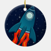 Rocket Postkarte Keramik Ornament (Hinten)