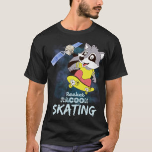 Rocket Raccoon Skating Cute Space Gamer T-Shirt