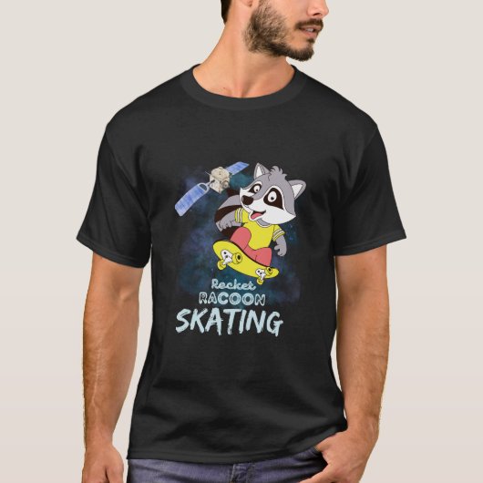 Rocket Racoon Skaten T-Shirt (Vorderseite)