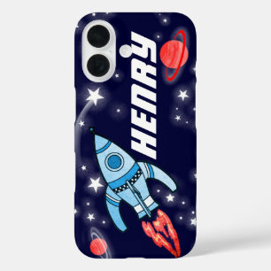 Rocket-Raummarine personalisierter Namensiphone iPhone 16 Hülle