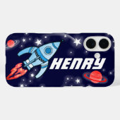 Rocket-Raummarine personalisierter Namensiphone Case-Mate iPhone Hülle (Rückseite (Horizontal))