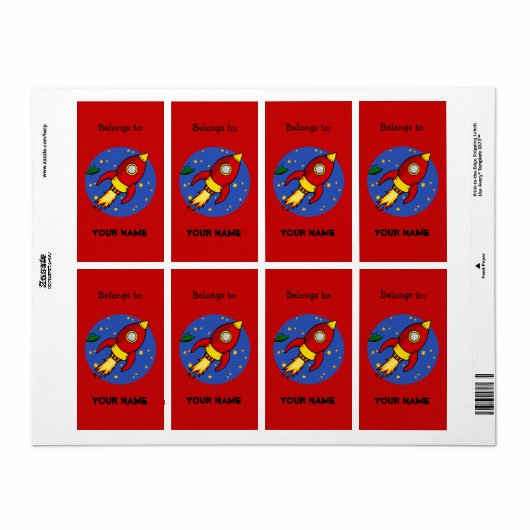 Rocket Red Gelb Buchzeichen Label (Vorne)